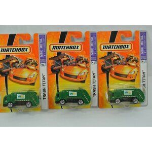 Matchbox Trash Titan MBX Metal Lot of 3 Diecast Cars NOC Waste Management Green